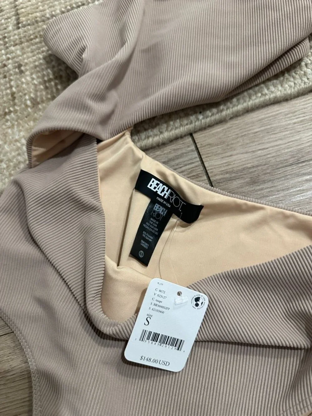 BEACH RIOT Anthropologie Celine One Piece in Taupe Size Small NWT